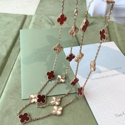 [ECHO ]CLOVER 20 MOTIFS LASER CARNELIAN NECKLACE