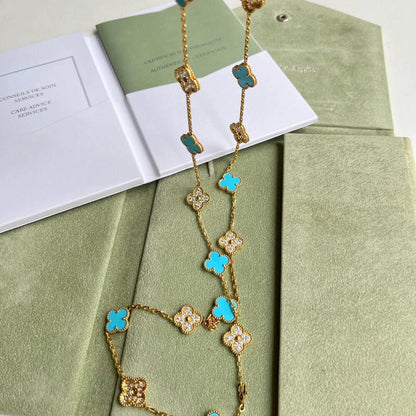 [ECHO ]CLOVER 20 MOTIFS TURQUOISE DIAMOND NECKLACE