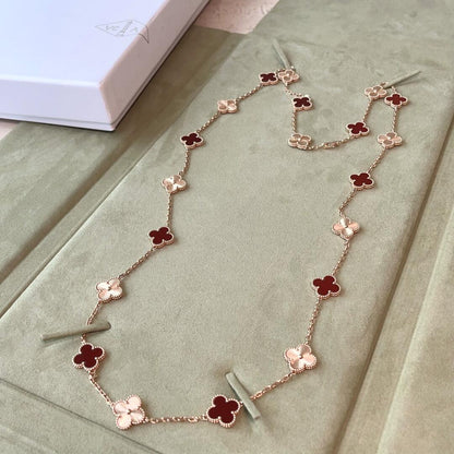 [ECHO ]CLOVER 20 MOTIFS LASER CARNELIAN NECKLACE
