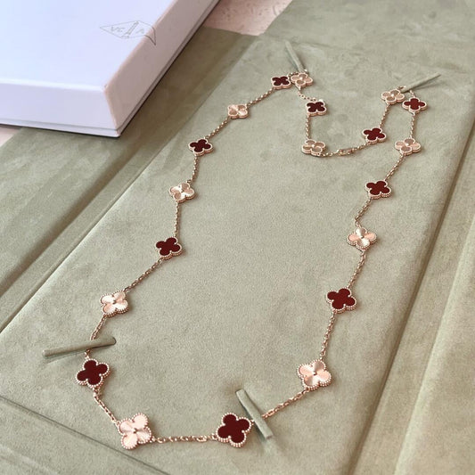 [ECHO ]CLOVER 20 MOTIFS LASER CARNELIAN NECKLACE