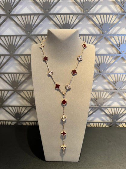 [ECHO ]CLOVER 20 MOTIFS LASER CARNELIAN NECKLACE