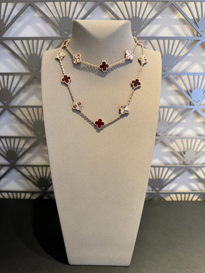 [ECHO ]CLOVER 20 MOTIFS LASER CARNELIAN NECKLACE