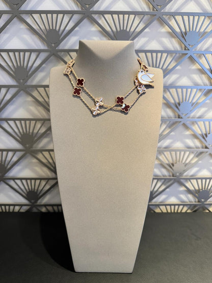 [ECHO ]CLOVER 20 MOTIFS LASER CARNELIAN NECKLACE
