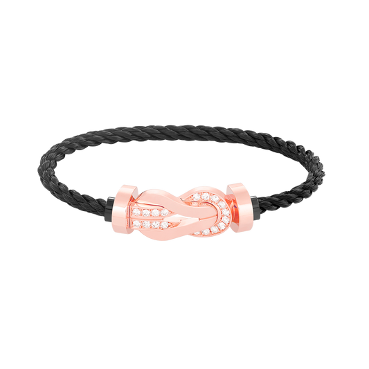 [ECHO ]CHANCE LARGE 8 FIGURE BUCKLE HALF DIAMOND BRACELET ROSE GOLD