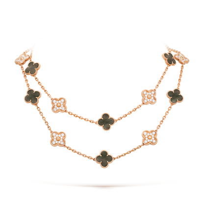[ECHO ]CLOVER 20 MOTIFS DARK MOP DIAMOND  NECKLACE