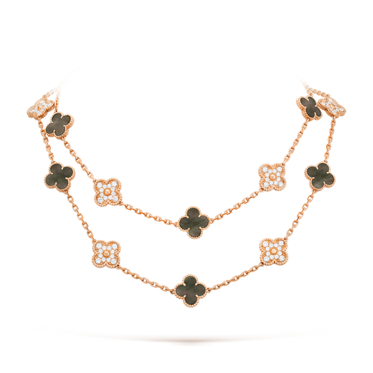[ECHO ]CLOVER 20 MOTIFS DARK MOP DIAMOND  NECKLACE