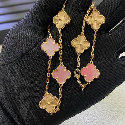 [ECHO ]CLOVER 10 MOTIFS  LASER PINK MOP NECKLACE