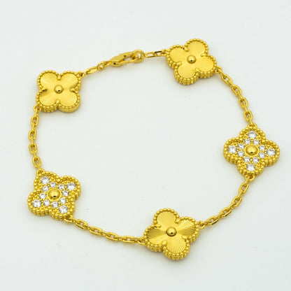 [ECHO ]CLOVER BRACELET 5 MOTIFS GOLD DIAMOND