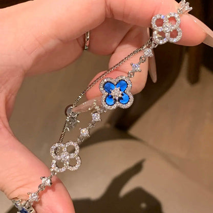 [ECHO ]CLOVER 5 MOTIF PINK BLUE RED WHITE BRACELET