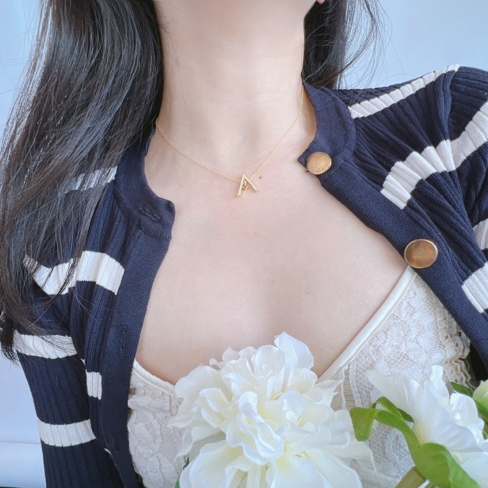 [ECHO ]Sparkling "A" Shape Necklace