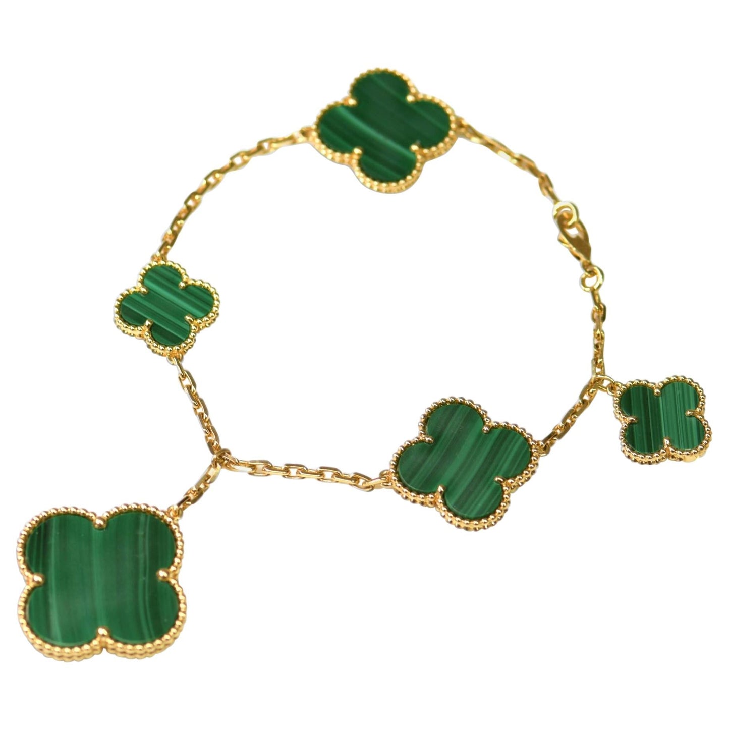 [ECHO ]MAGIC CLOVER MALACHITE GOLD BRACELET 5 MOTIFS