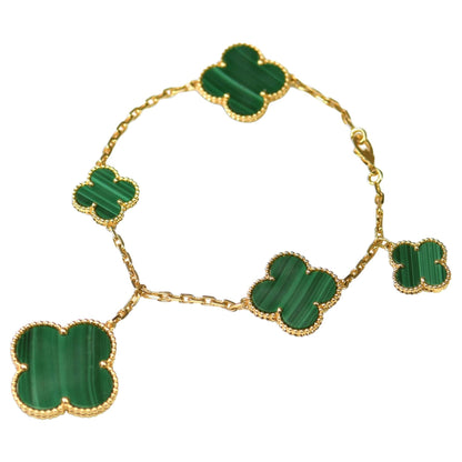 [ECHO ]MAGIC CLOVER MALACHITE GOLD BRACELET 5 MOTIFS