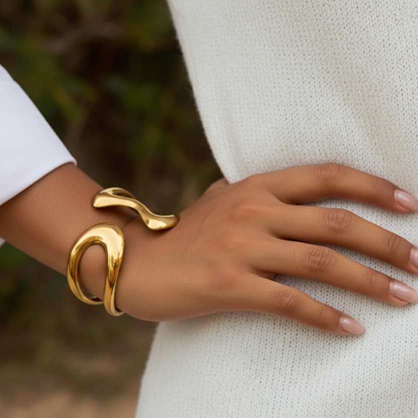 [Echo Fine]Lulu Sculpted Gold Bangle