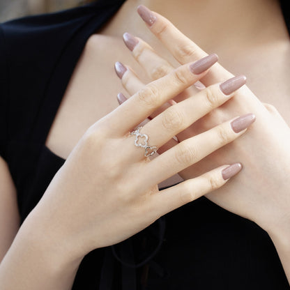 [ECHO ]Hollow Design Four-Leaf Clover Flower Shape Ring