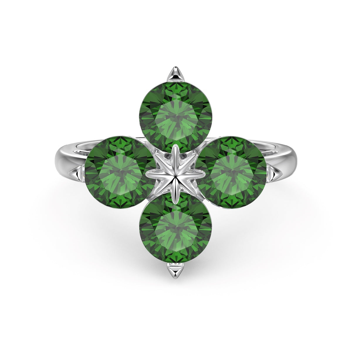 [ECHO ]Four-Leaf Clover Eight-Pointed Star Ring