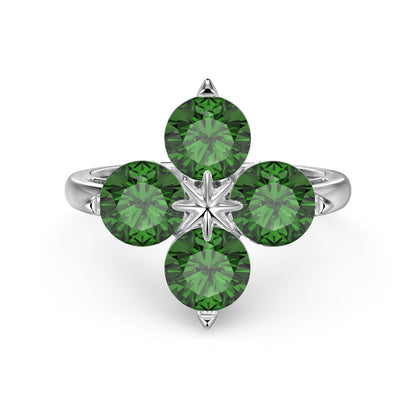 [ECHO ]Four-Leaf Clover Eight-Pointed Star Ring