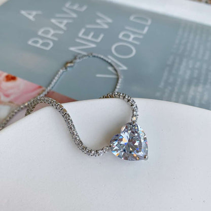 [ECHO ]8.0 Carat Versatile Colorful Sweet Heart-Shaped Tennis Necklace