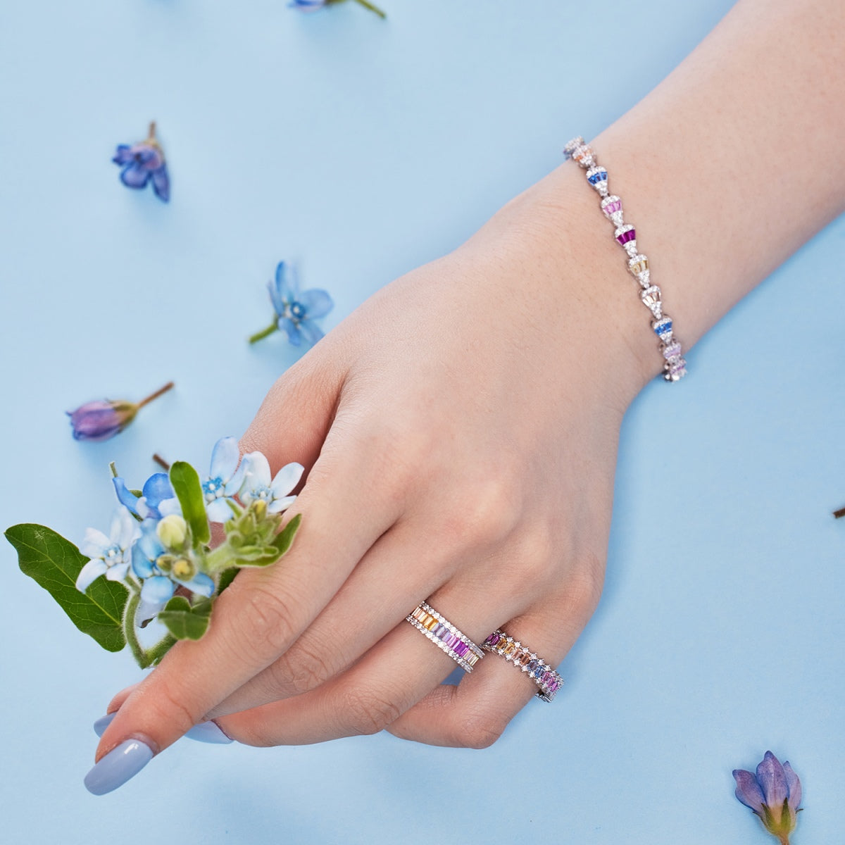 [ECHO ]Dainty Kaleidoscopic Emerald Cut Daily Ring