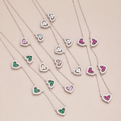 [ECHO ]Sparkling Five Heart Necklace
