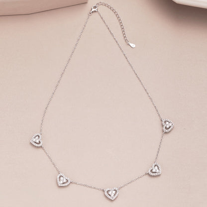 [ECHO ]Sparkling Five Heart Necklace