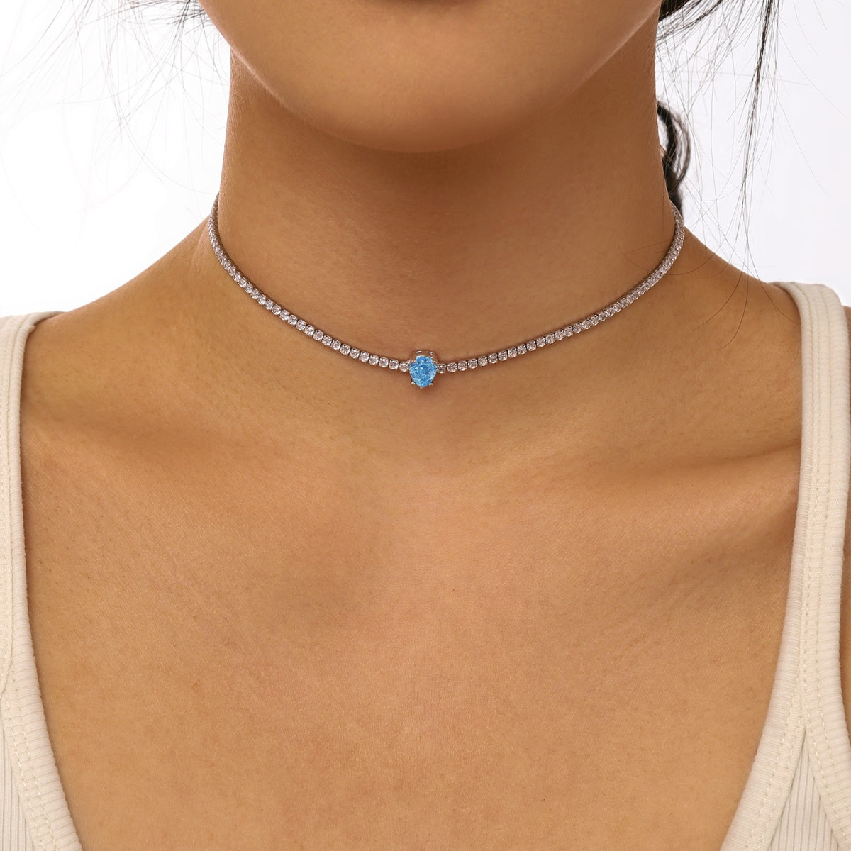 [ECHO ]1.0 carat Unique Pear Cut Tennis Necklace