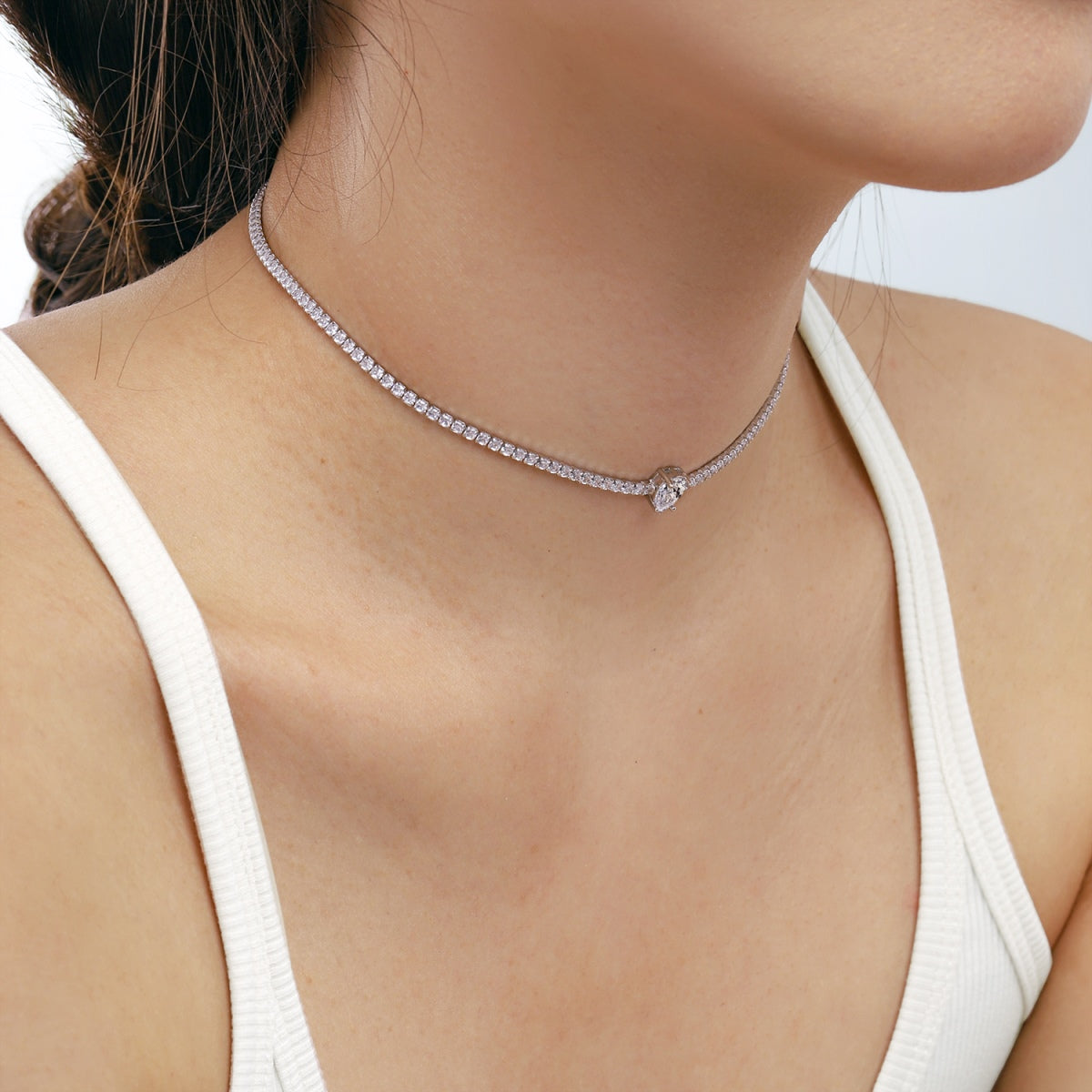 [ECHO ]1.0 carat Unique Pear Cut Tennis Necklace