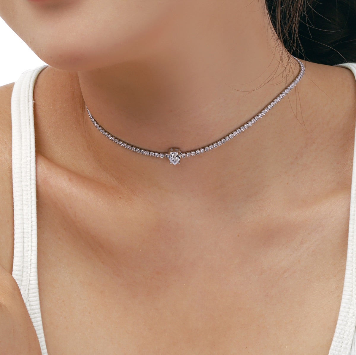 [ECHO ]1.0 carat Unique Pear Cut Tennis Necklace