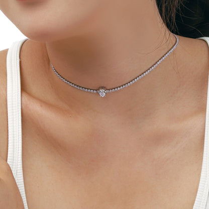 [ECHO ]1.0 carat Unique Pear Cut Tennis Necklace
