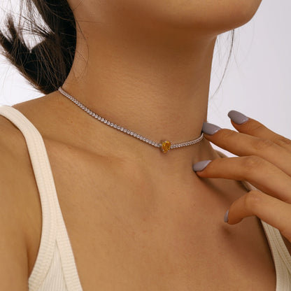 [ECHO ]1.0 carat Unique Pear Cut Tennis Necklace