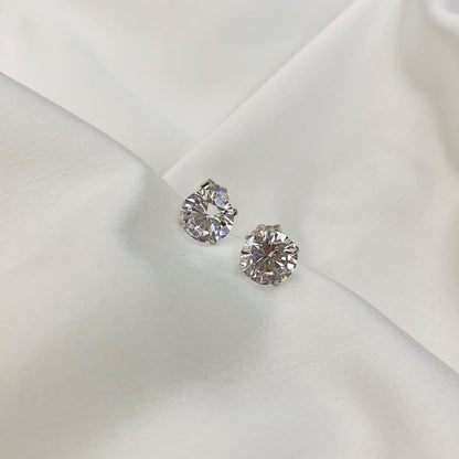 [ECHO ]Stylish Shiny Round Center Stone Stud Earrings