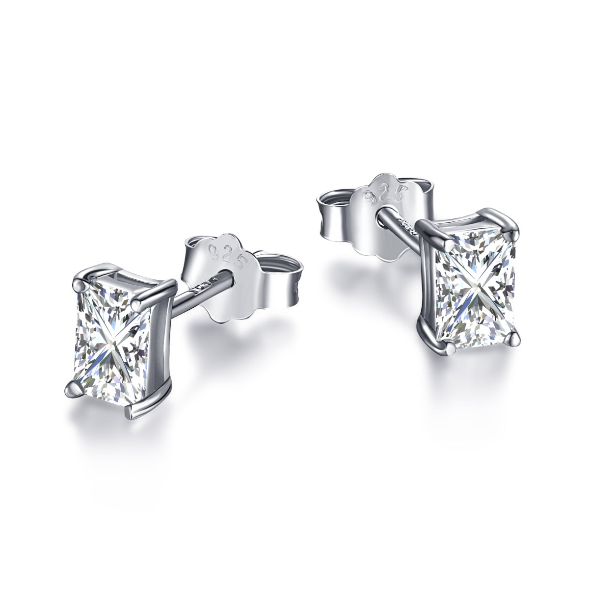 [ECHO ]Stylish Shiny Rectangular Center Stone Stud Earrings