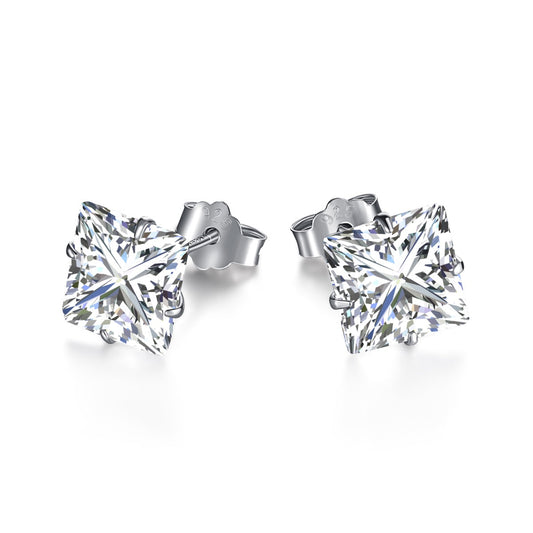 [ECHO ]Stylish Shiny Square Center Stone Stud Earrings