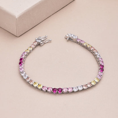 [ECHO ]Radiant Colorful Round Cut Tennis Bracelet