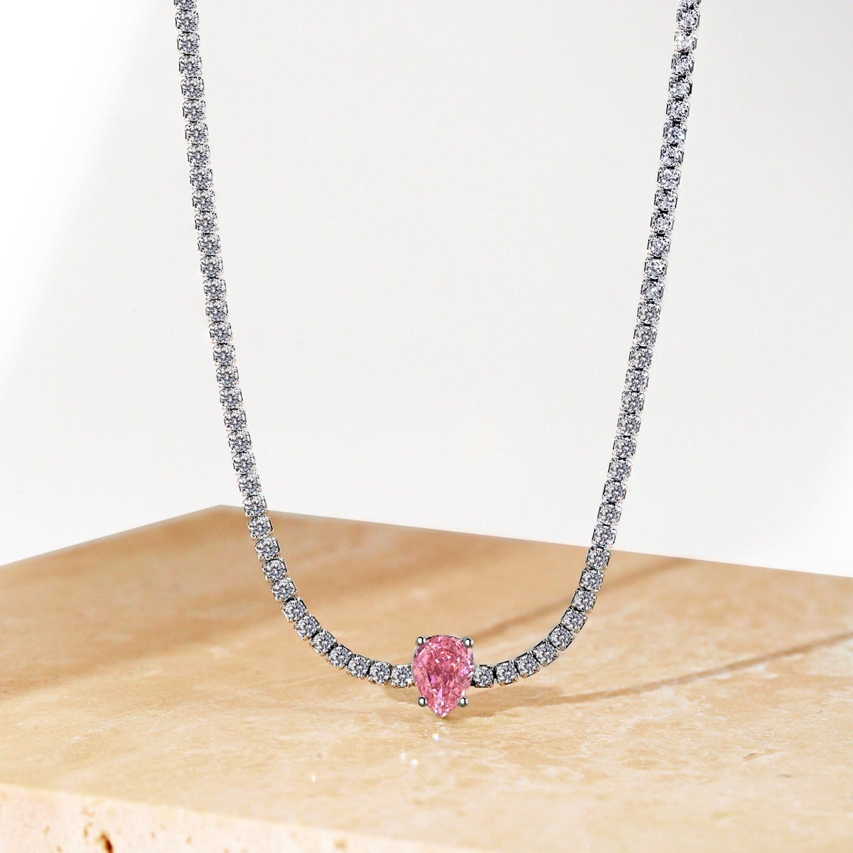 [ECHO ]1.0 carat Unique Pear Cut Tennis Necklace
