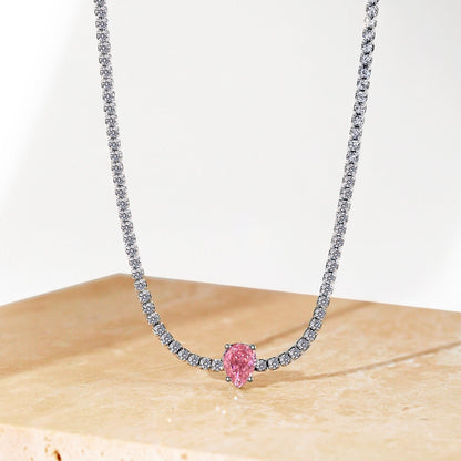 [ECHO ]1.0 carat Unique Pear Cut Tennis Necklace