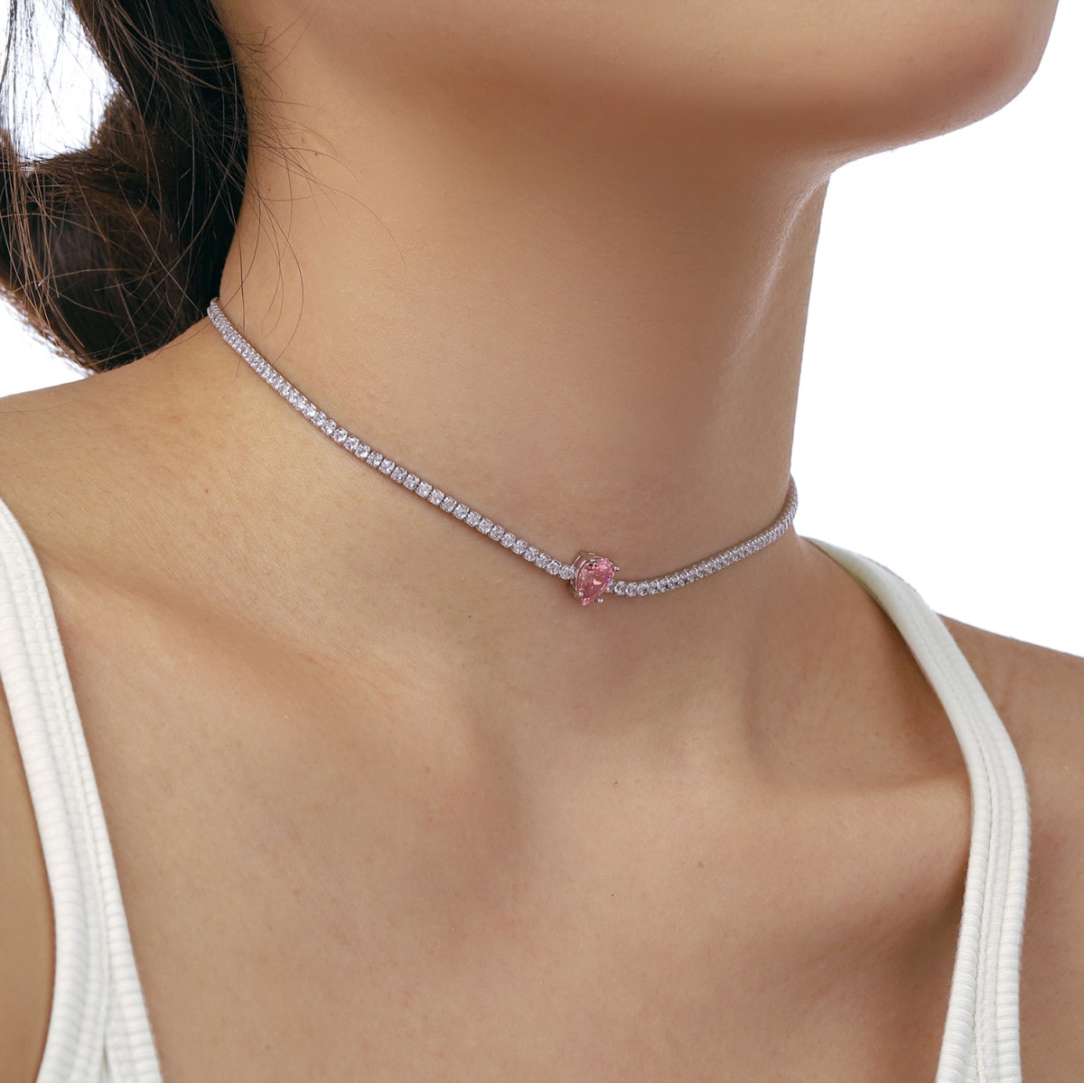 [ECHO ]1.0 carat Unique Pear Cut Tennis Necklace