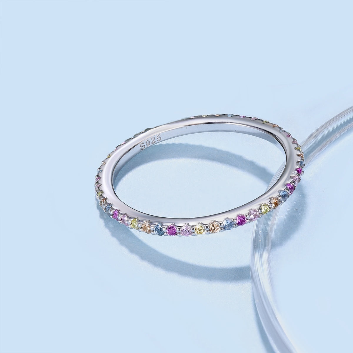 [ECHO ]Ornate Colorful Round Cut Tennis Ring