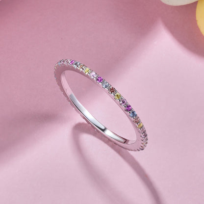 [ECHO ]Ornate Colorful Round Cut Tennis Ring