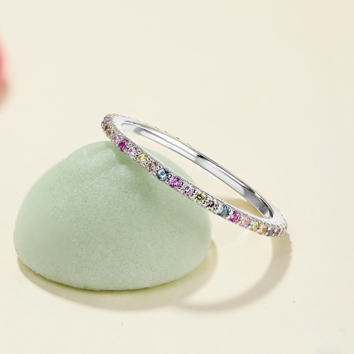 [ECHO ]Ornate Colorful Round Cut Tennis Ring