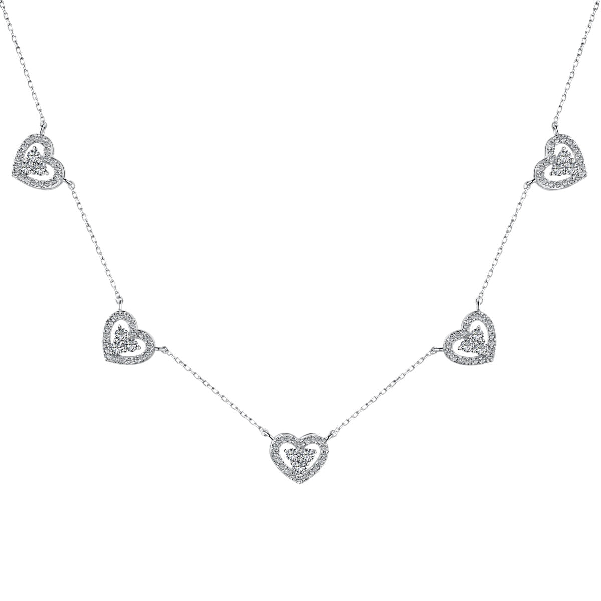 [ECHO ]Sparkling Five Heart Necklace