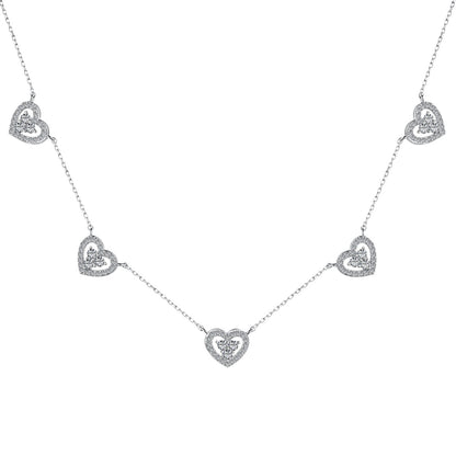 [ECHO ]Sparkling Five Heart Necklace