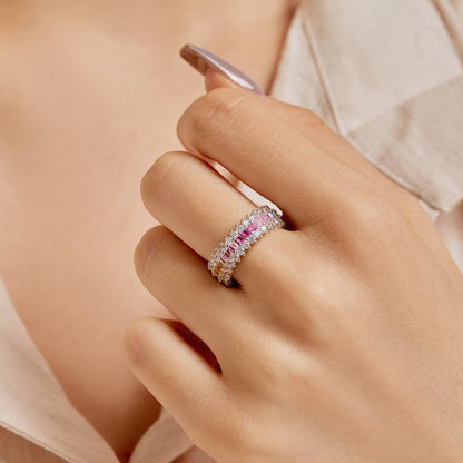 [ECHO ]Ornate Colorful Radiant Cut Daily Ring