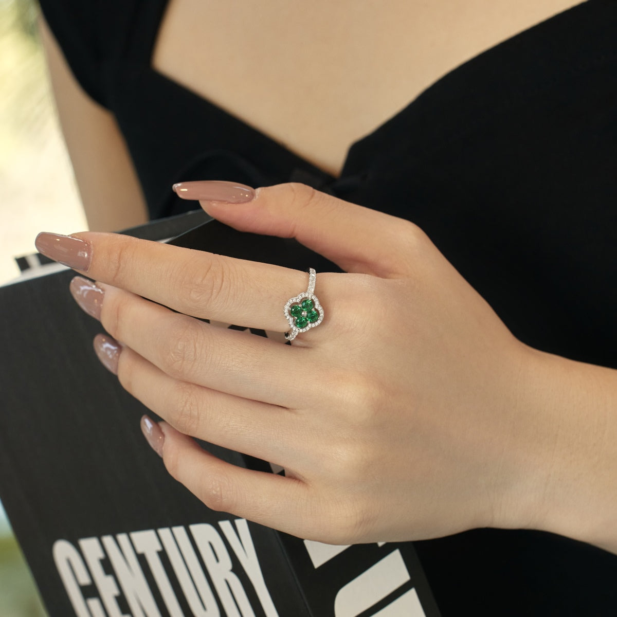 [ECHO ]Four Leaf Clover Flower Design Ring