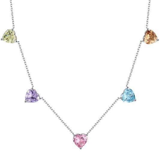 [ECHO ]Sparkling Colorful Heart Cut Necklace