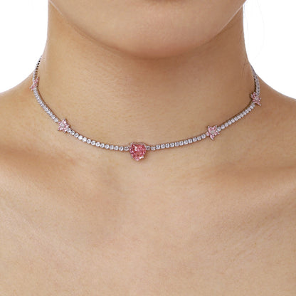 [ECHO ]Dazzling Pink Heart Flower Necklace