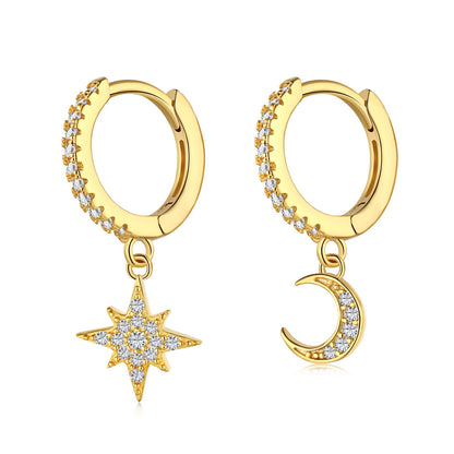 [ECHO ]Star and Moon Asymmetric Earrings
