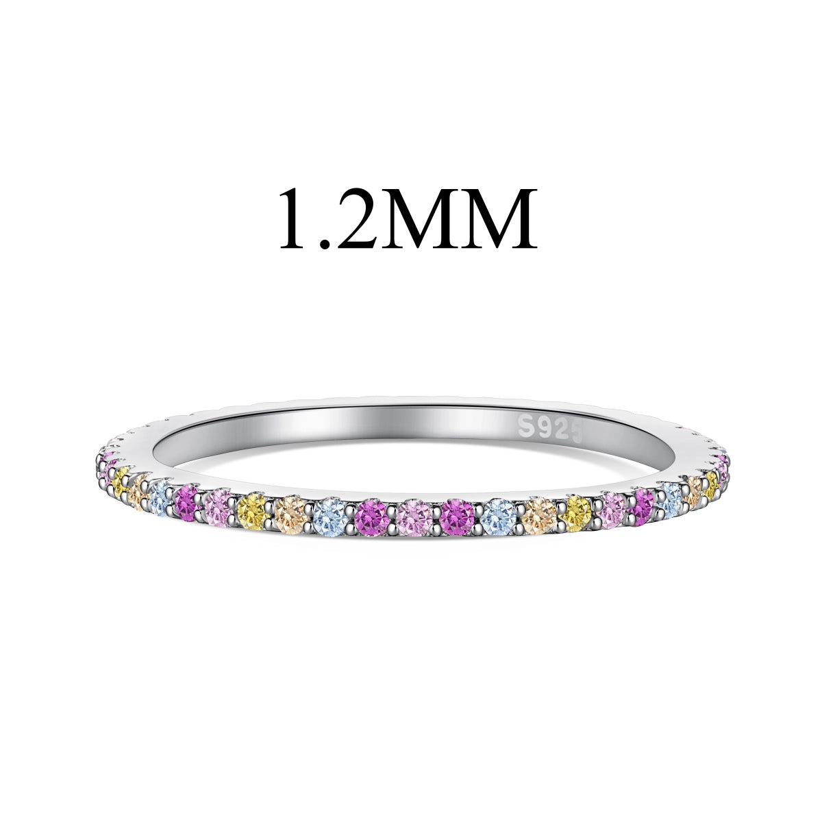 [ECHO ]Ornate Colorful Round Cut Tennis Ring