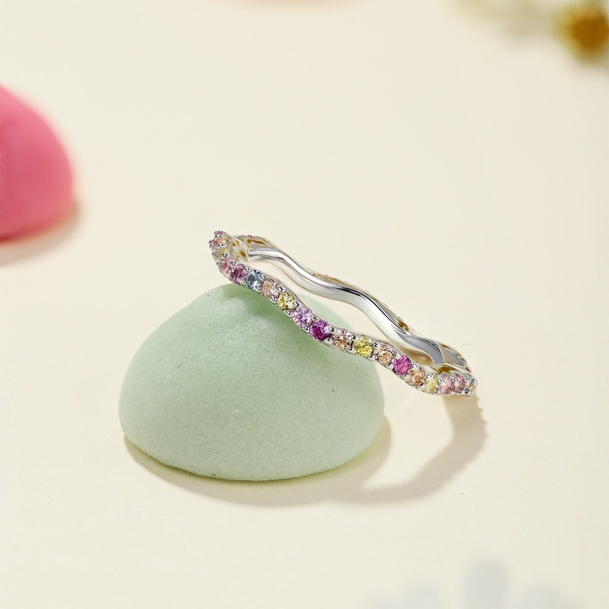 [ECHO ]Dainty Colorful Round Cut Party Ring