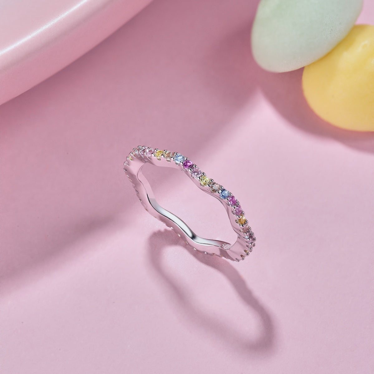 [ECHO ]Dainty Colorful Round Cut Party Ring