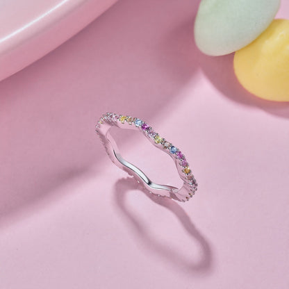 [ECHO ]Dainty Colorful Round Cut Party Ring